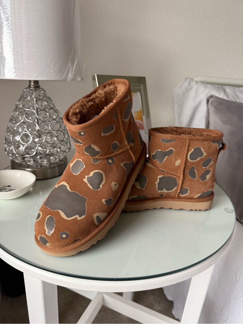 UGG Women's Chestnut Leopard-Print Short Booties